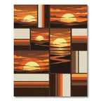 Geometric Sunset Grid Warm Earth Tones Rug