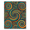 Vibrant Retro Teal and Orange Swirl Rug