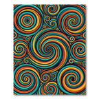 Vibrant Retro Teal and Orange Swirl Rug