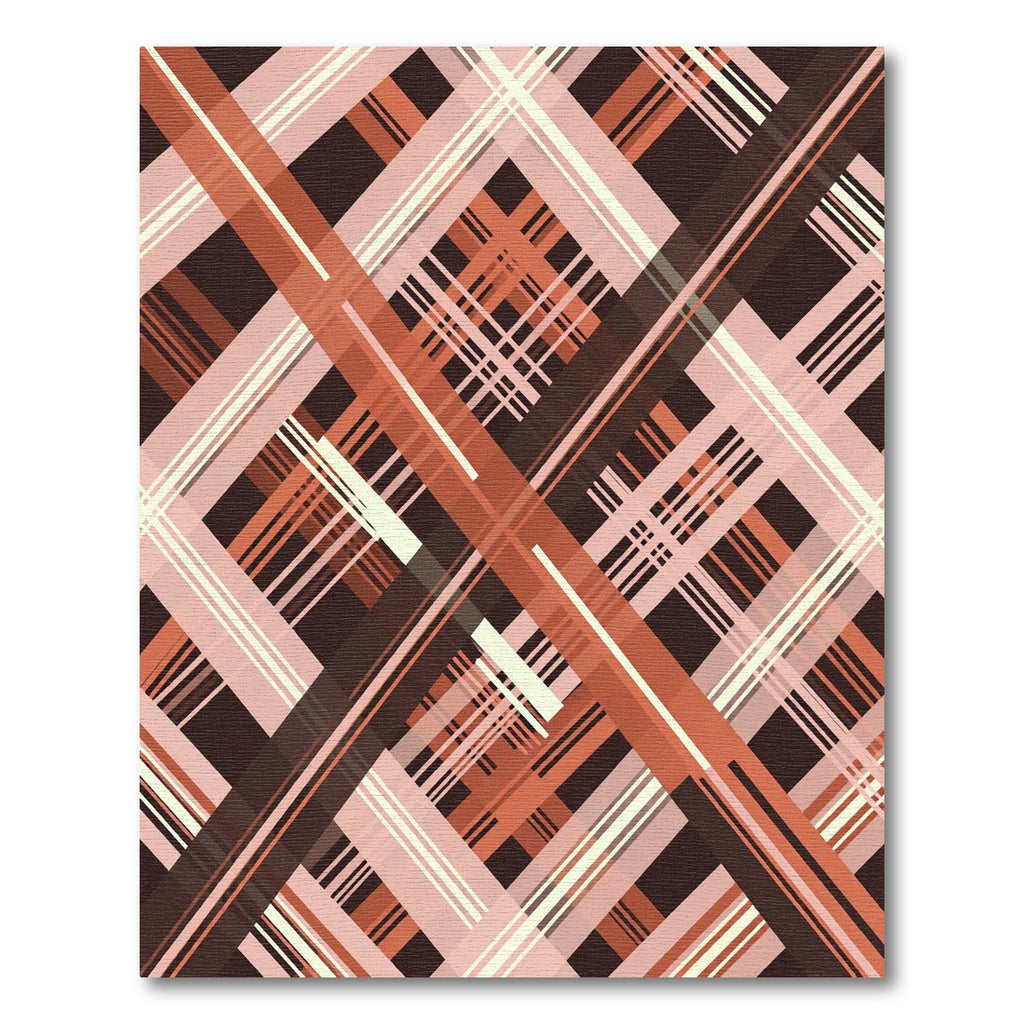 Crimson Tan Plaid Intersecting Lines Rug