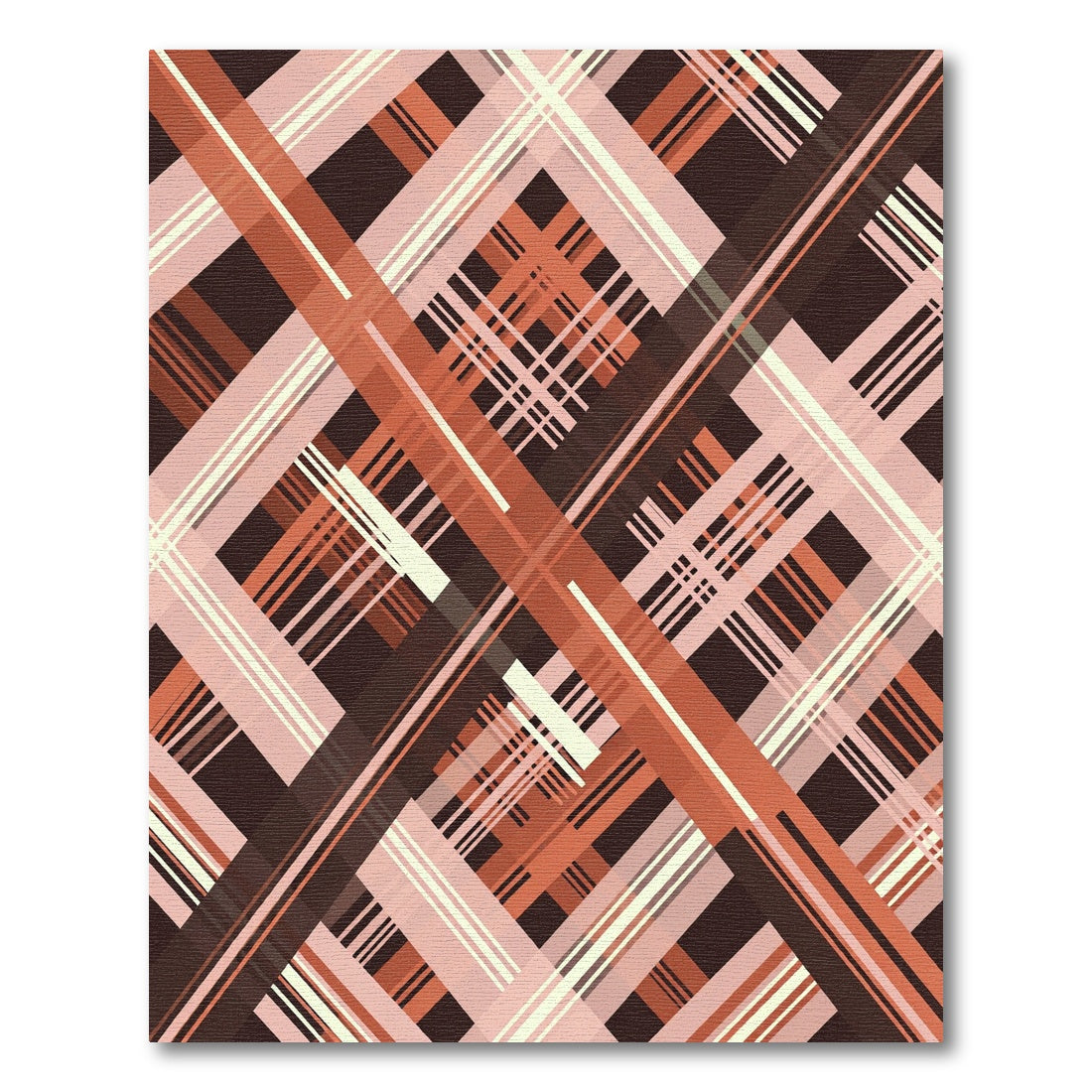 Crimson Tan Plaid Intersecting Lines Rug