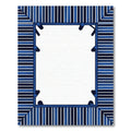Navy Blue Linear Wood Plank Frame Rug