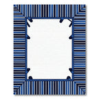 Navy Blue Linear Wood Plank Frame Rug