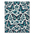 Elegant Teal Butterfly Botanical Garden Rug