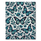 Elegant Teal Butterfly Botanical Garden Rug