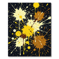Abstract Golden Yellow and Brown Ink Splatter Rug