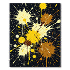 Abstract Golden Yellow and Brown Ink Splatter Rug