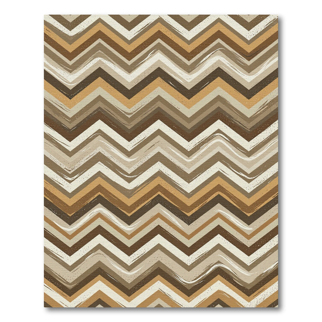 Earthy Chevron Zigzag Brown Beige Rug