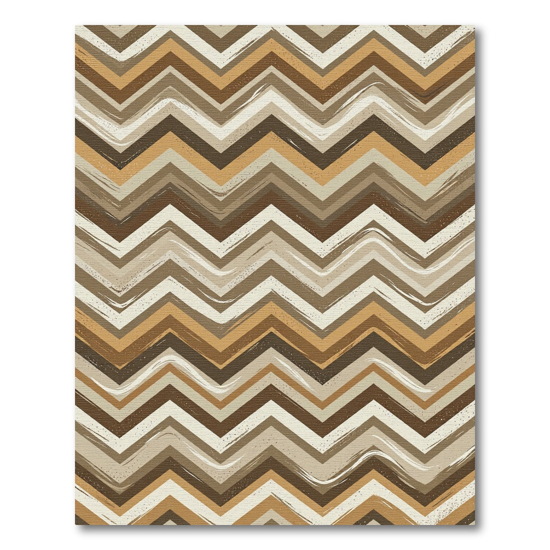 Earthy Chevron Zigzag Brown Beige Rug