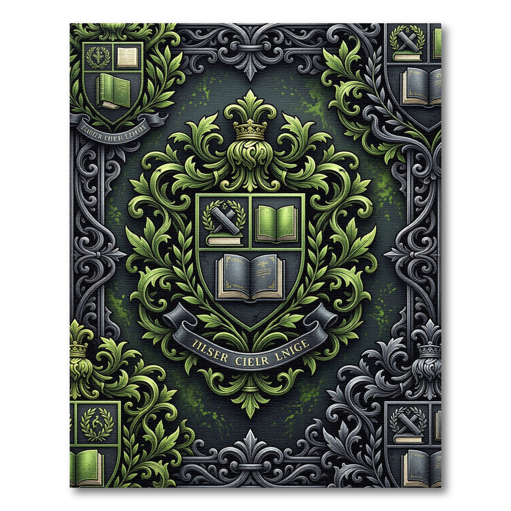 Emerald Academic Heraldic Scholastic Emblem Rug