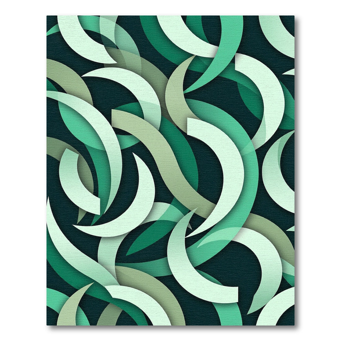 Modern Mint Green Abstract Arched Swirls Rug