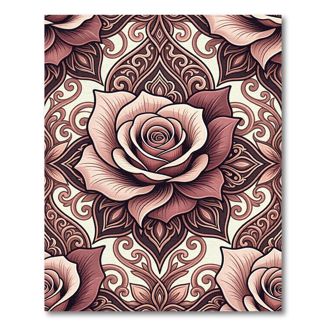 Dusty Rose Floral Medallion Rug