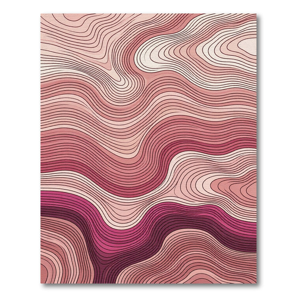 Pink Gradient Wavy Contour Art Rug
