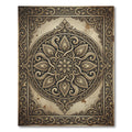 Ornate Golden Circular Floral Medallion Rug