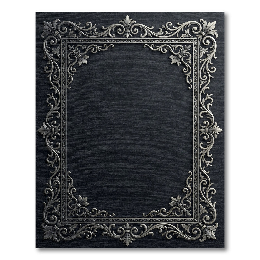Elegant Silver Scrollwork Filigree Surround Rug
