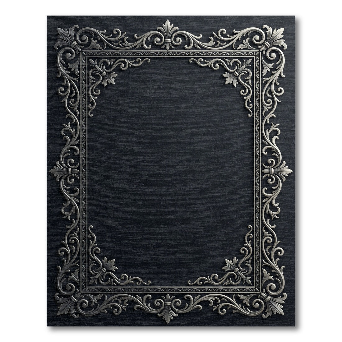 Elegant Silver Scrollwork Filigree Surround Rug