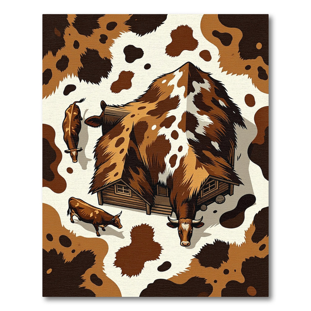 Brown White Bovine Farmhouse Hide Rug