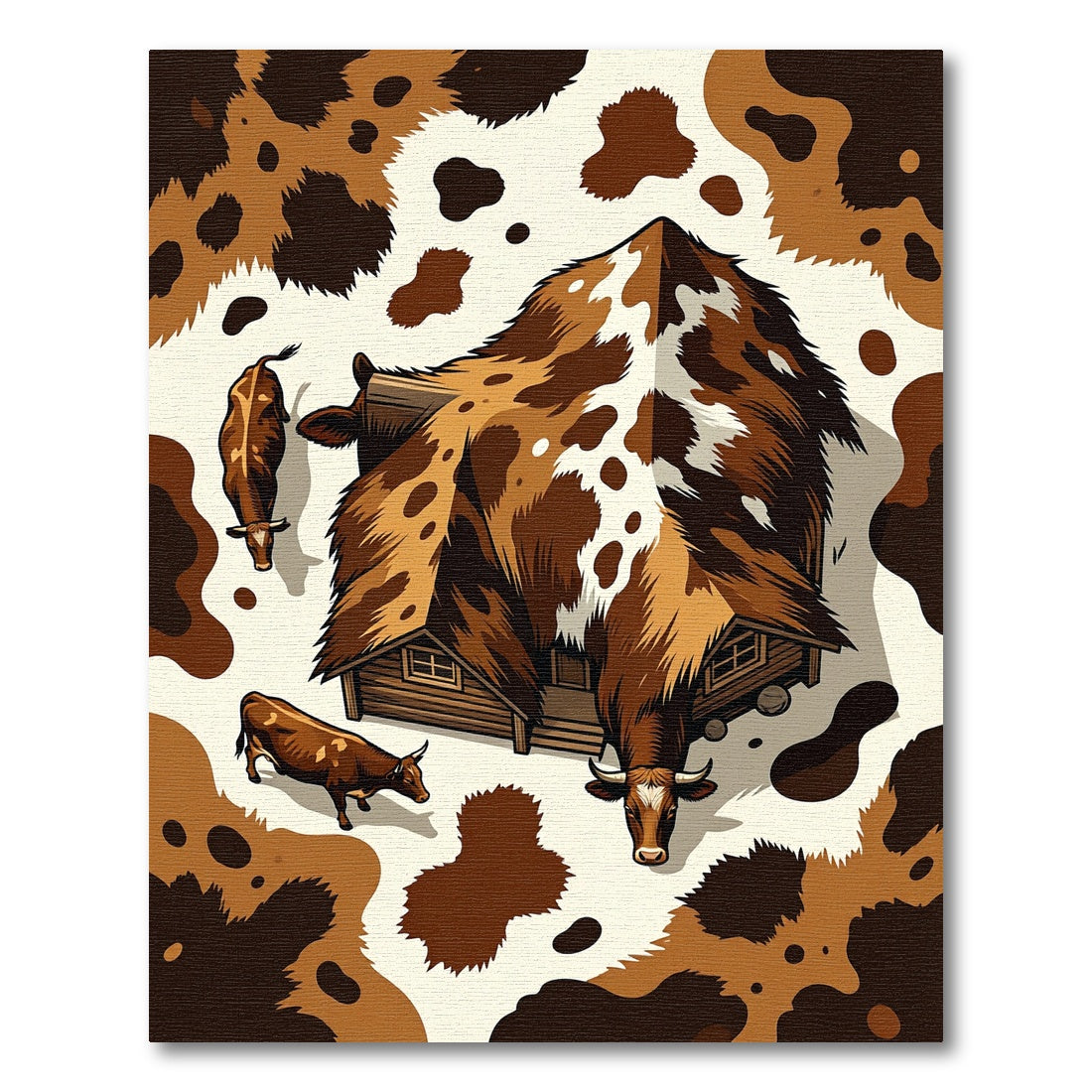 Brown White Bovine Farmhouse Hide Rug