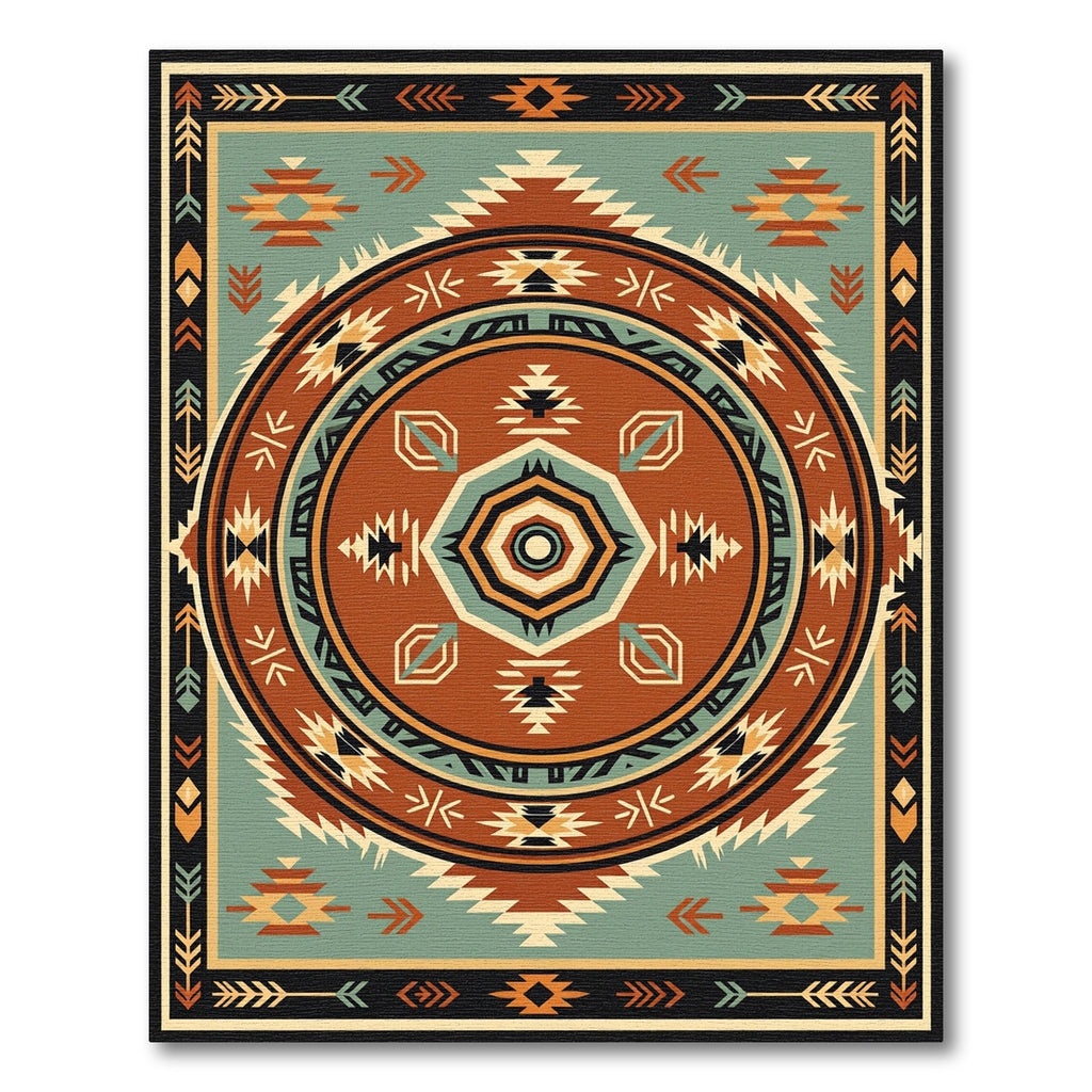 Southwestern Geometric Terracotta Medallion Rug