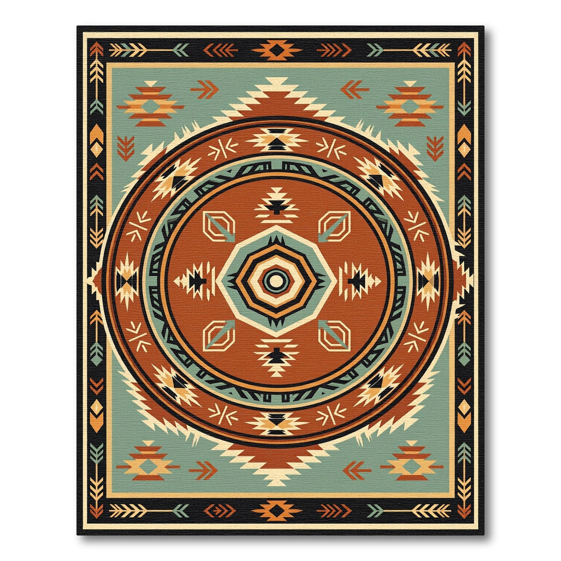 Southwestern Geometric Terracotta Medallion Rug