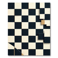 Modern Black and Cream Geometric Chessboard Rug