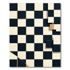 Modern Black and Cream Geometric Chessboard Rug