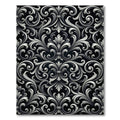 Elegant Silver Monochrome Ornate Damask Rug