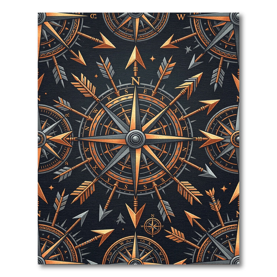 Ornate Compass Arrow Navigation Art Rug