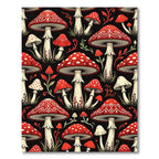 Whimsical Red Mushroom Forest Botanical Rug