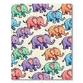Whimsical Multi-color Elephant Parade Illustration Rug