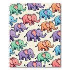 Whimsical Multi-color Elephant Parade Illustration Rug