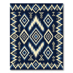 Indigo Blue Geometric Ikat Diamond Rug
