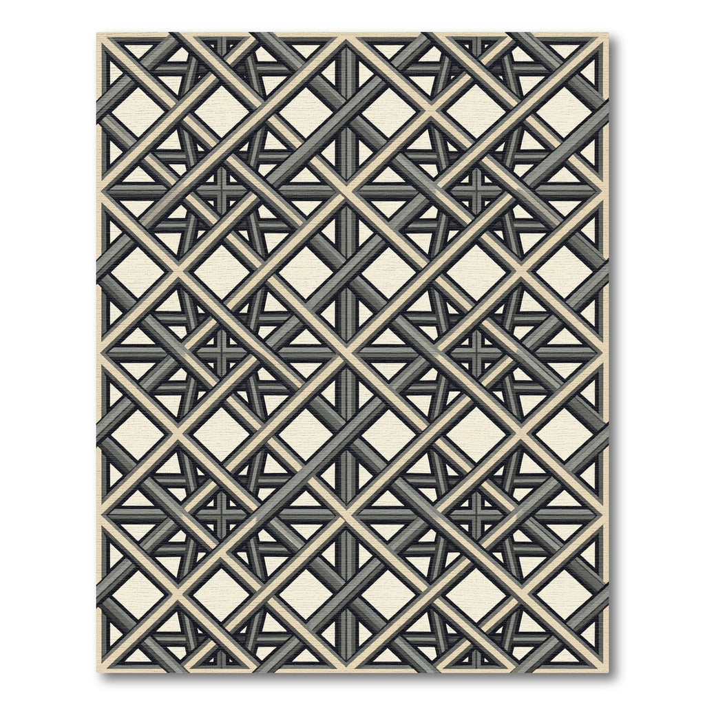 Modern Gray Intersecting Lattice Grid Rug