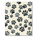 Playful Charcoal Paw Print Accent Rug