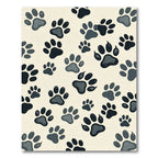 Playful Charcoal Paw Print Accent Rug
