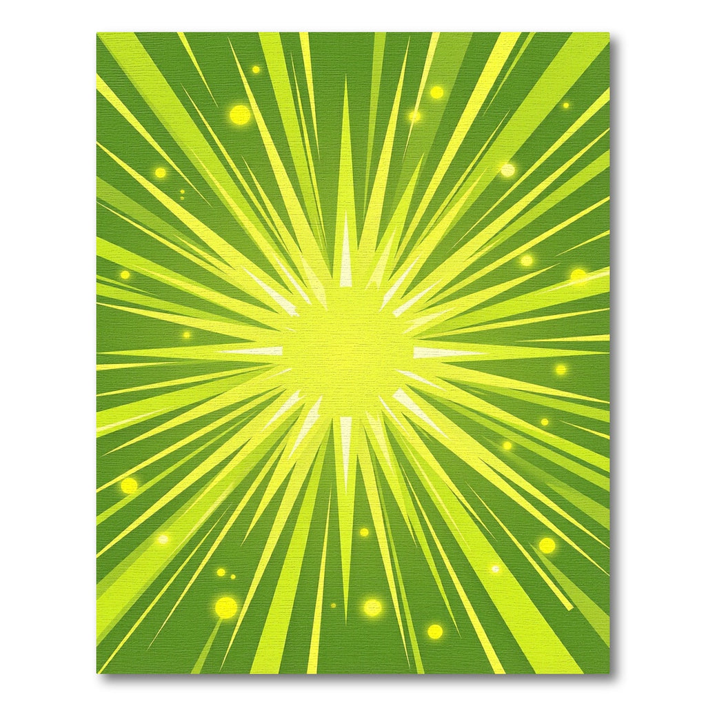 Radiant Lime Green Sunburst Explosion Rug