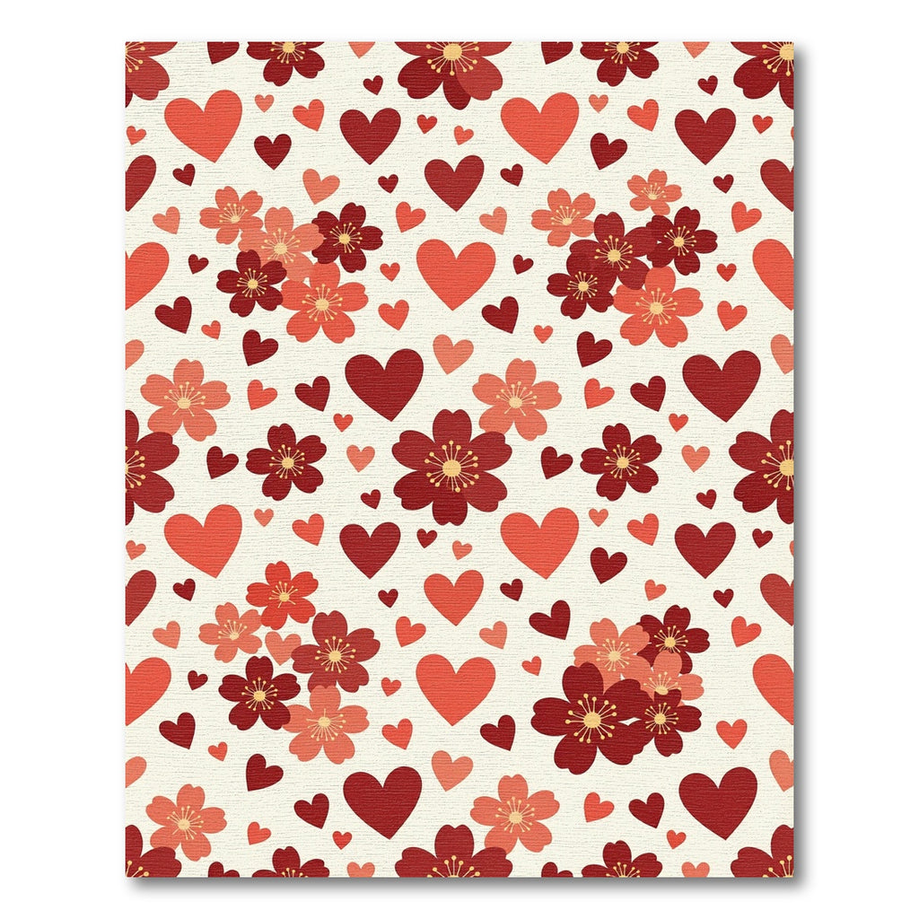 Romantic Red Sakura Cherry Blossom Heart Rug