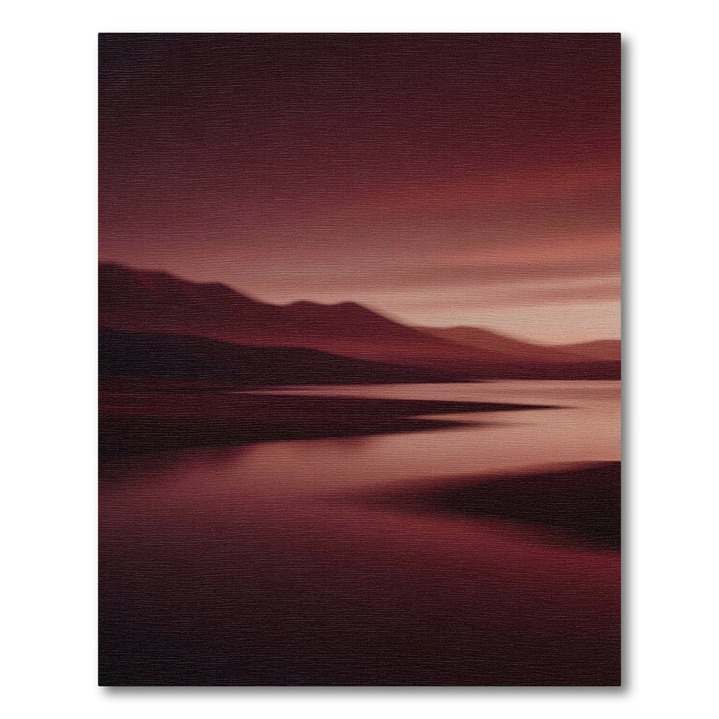 Minimalist Crimson Mountain Horizon Gradient Rug
