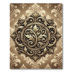 Ornate Gold Floral Medallion Background Rug