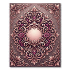 Ornate Rose and Scrollwork Framed Rug