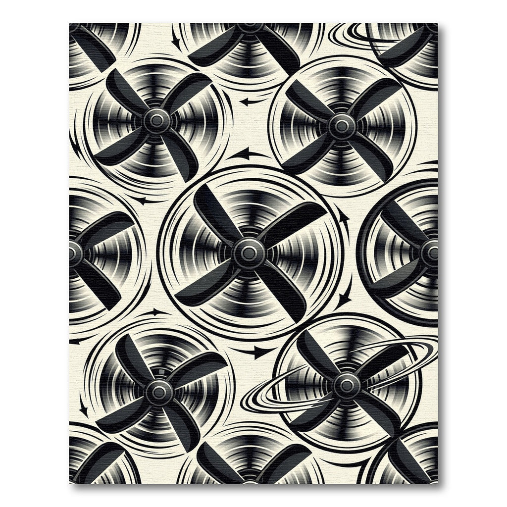 Monochrome Rotating Propeller Vortex Graphic Rug