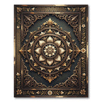 Ornate Golden Floral Mandala Dark Bronze Rug