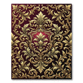 Ornate Gold Scrollwork Crimson Emblem Rug