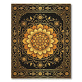 Golden Lotus Mandala with Fish Accents Rug