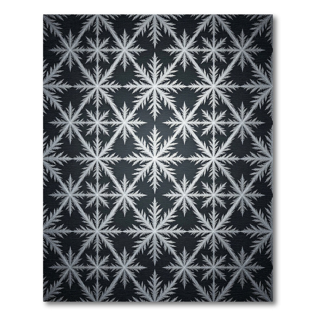 Silver Winter Snowflake Geometric Grid Rug