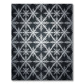 Silver Winter Snowflake Geometric Grid Rug