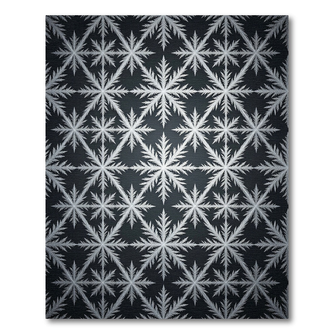 Silver Winter Snowflake Geometric Grid Rug