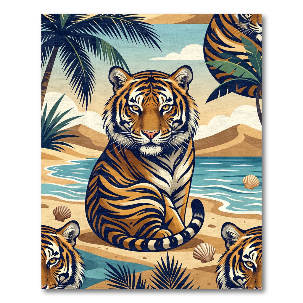 Bold Tiger Palm Beach Serene Scene Rug