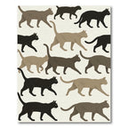 Minimalist Cats Walking Neutral Art Rug