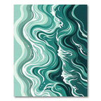 Abstract Teal Serene Ocean Wave Rug
